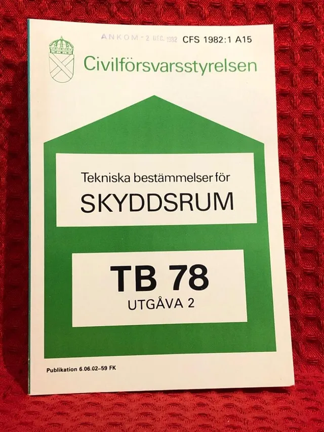 Tekniska bestämmelser för skyddsrum av Civilförsvarstyrelsen - omslag